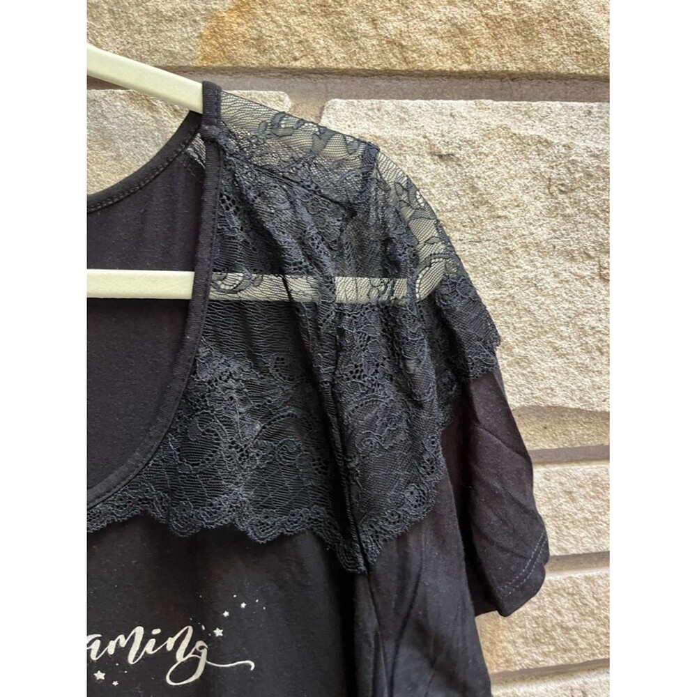 Torrid Disney Tinker Bell Graphic Tee with Lace Shoulders - Black & Blue 1x - Picture 4 of 7